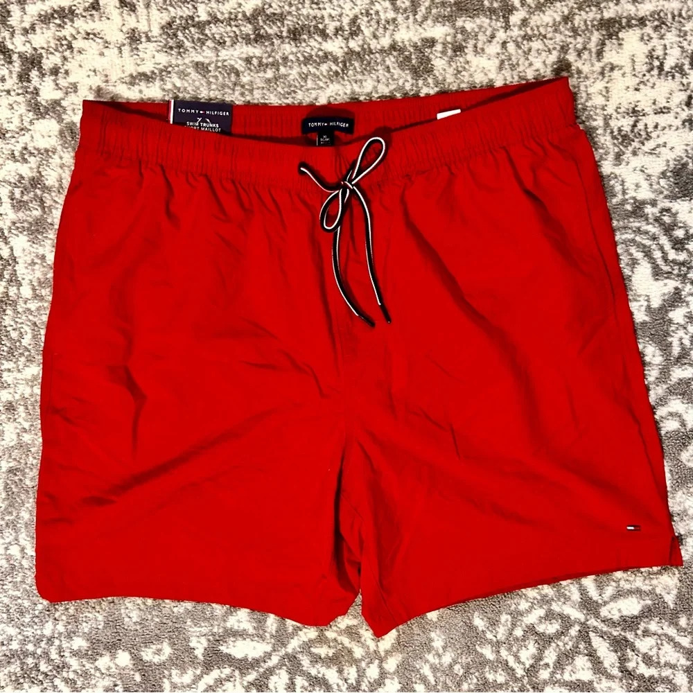 Tommy Hilfiger Red 7" Inseam Swim Trunks NWT XL